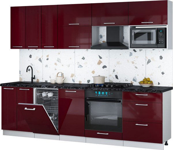 Кухонный гарнитур Интерлиния Мила Gloss 2.7-ПМ4 - фото