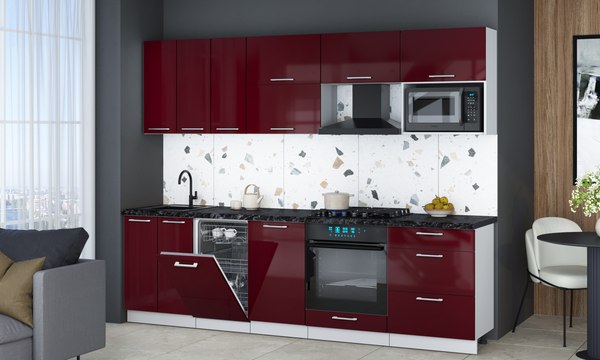 Кухонный гарнитур Интерлиния Мила Gloss 2.7-ПМ4