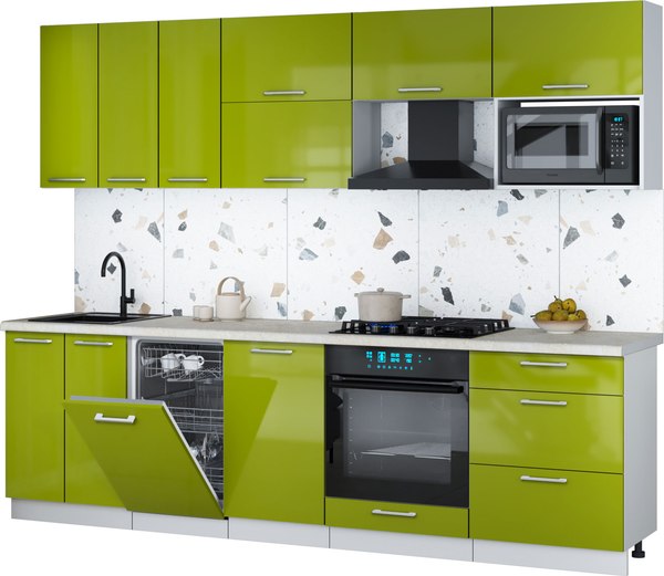 Кухонный гарнитур Интерлиния Мила Gloss 2.7-ПМ4 - фото