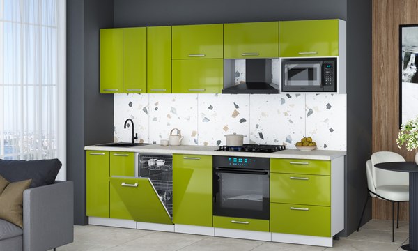 Кухонный гарнитур Интерлиния Мила Gloss 2.7-ПМ4