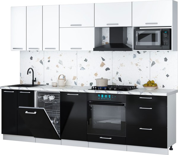 Кухонный гарнитур Интерлиния Мила Gloss 2.7-ПМ4 - фото