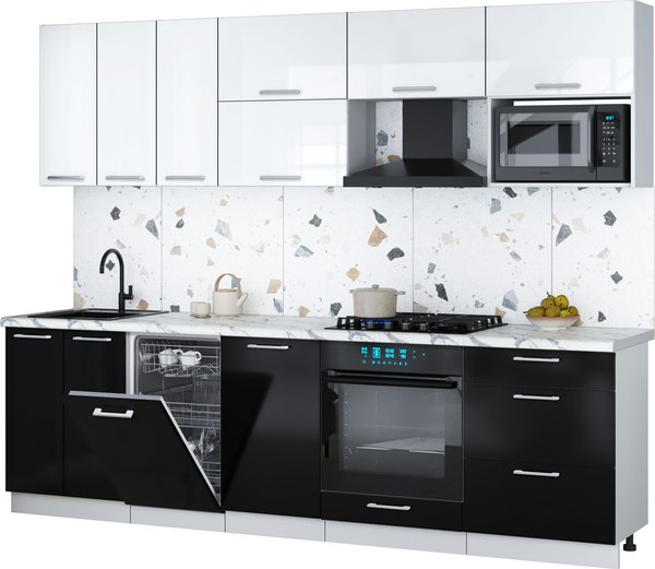Кухонный гарнитур Интерлиния Мила Gloss 2.7-ПМ4 - фото