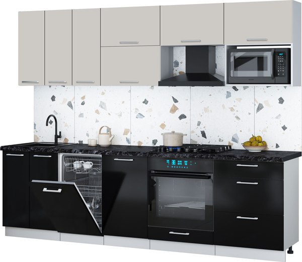 Кухонный гарнитур Интерлиния Мила Gloss 2.7-ПМ4 - фото