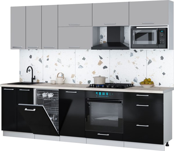 Кухонный гарнитур Интерлиния Мила Gloss 2.7-ПМ4 - фото
