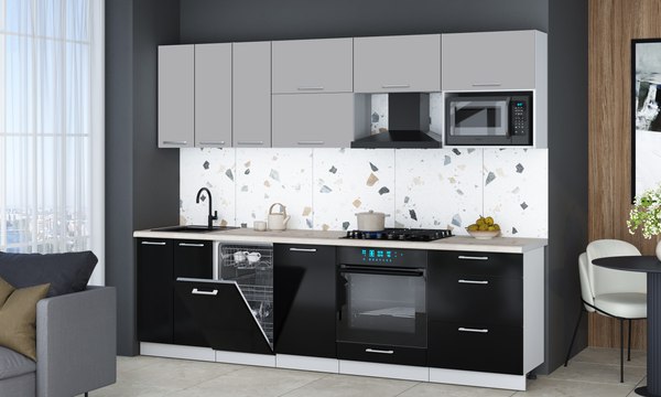 Кухонный гарнитур Интерлиния Мила Gloss 2.7-ПМ4