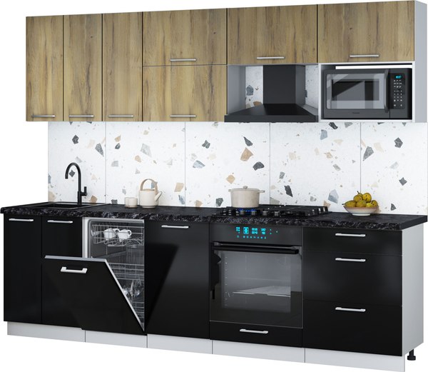 Кухонный гарнитур Интерлиния Мила Gloss 2.7-ПМ4 - фото