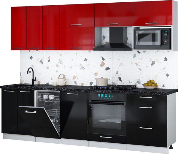 Кухонный гарнитур Интерлиния Мила Gloss 2.7-ПМ4 - фото