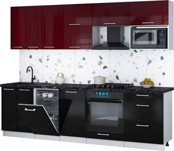 Кухонный гарнитур Интерлиния Мила Gloss 2.7-ПМ4 - фото