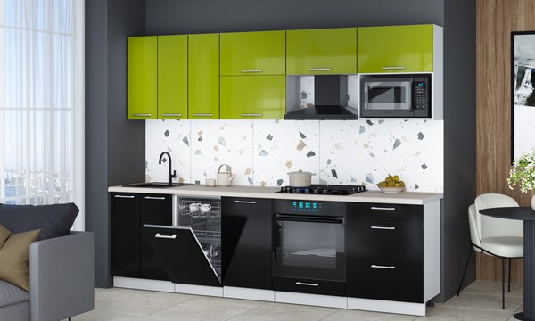 Кухонный гарнитур Интерлиния Мила Gloss 2.7-ПМ4