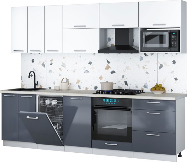 Кухонный гарнитур Интерлиния Мила Gloss 2.7-ПМ4 - фото