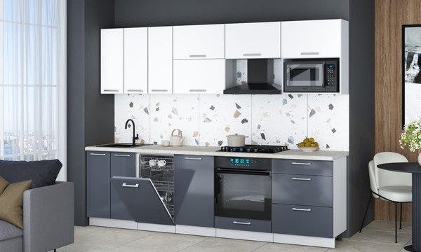 Кухонный гарнитур Интерлиния Мила Gloss 2.7-ПМ4