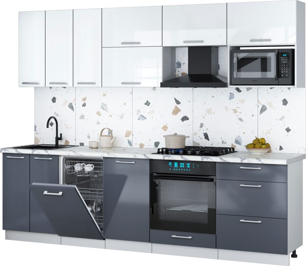 Кухонный гарнитур Интерлиния Мила Gloss 2.7-ПМ4 - фото