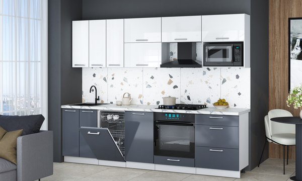 Кухонный гарнитур Интерлиния Мила Gloss 2.7-ПМ4