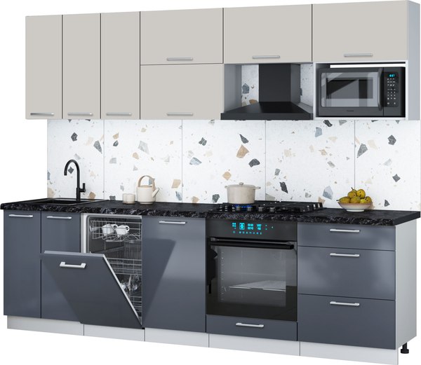 Кухонный гарнитур Интерлиния Мила Gloss 2.7-ПМ4 - фото