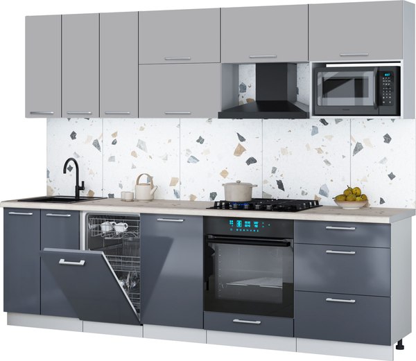 Кухонный гарнитур Интерлиния Мила Gloss 2.7-ПМ4 - фото