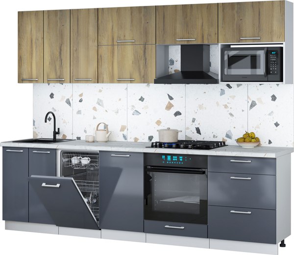 Кухонный гарнитур Интерлиния Мила Gloss 2.7-ПМ4 - фото