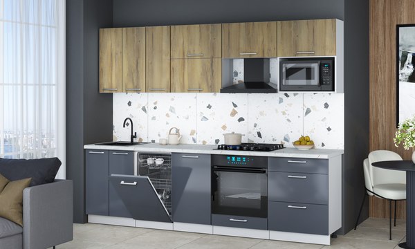 Кухонный гарнитур Интерлиния Мила Gloss 2.7-ПМ4