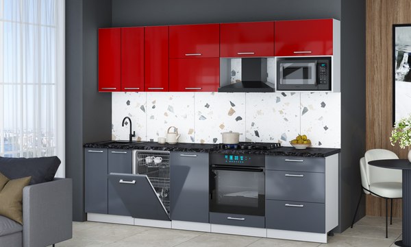 Кухонный гарнитур Интерлиния Мила Gloss 2.7-ПМ4