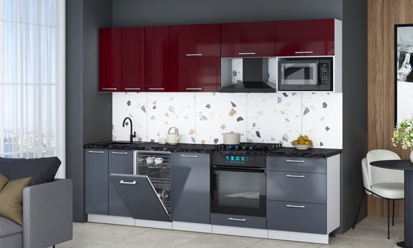 Кухонный гарнитур Интерлиния Мила Gloss 2.7-ПМ4