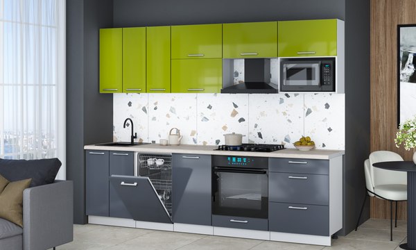 Кухонный гарнитур Интерлиния Мила Gloss 2.7-ПМ4