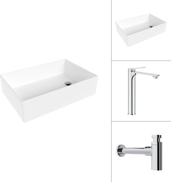 Умывальник со смесителем Lauter 21518-1 + Rio 21AM12672 с сифоном 21635CH - фото