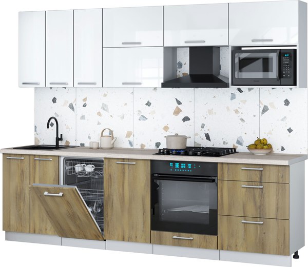 Кухонный гарнитур Интерлиния Мила Gloss 2.7-ПМ4 - фото