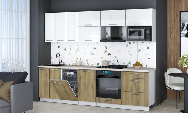 Кухонный гарнитур Интерлиния Мила Gloss 2.7-ПМ4