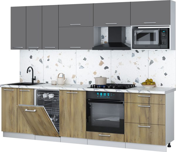 Кухонный гарнитур Интерлиния Мила Gloss 2.7-ПМ4 - фото