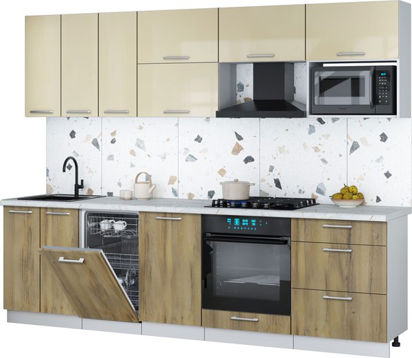 Кухонный гарнитур Интерлиния Мила Gloss 2.7-ПМ4 - фото
