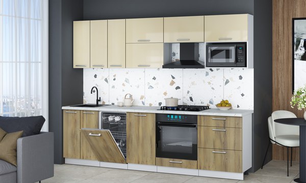 Кухонный гарнитур Интерлиния Мила Gloss 2.7-ПМ4