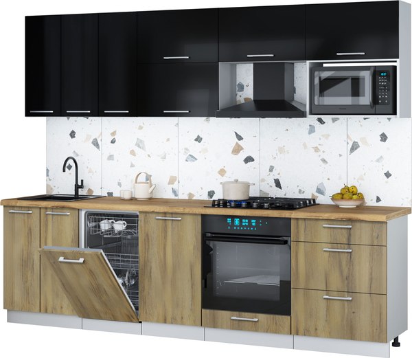 Кухонный гарнитур Интерлиния Мила Gloss 2.7-ПМ4 - фото