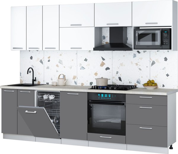 Кухонный гарнитур Интерлиния Мила Gloss 2.7-ПМ4 - фото