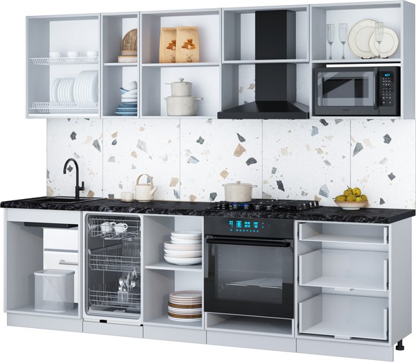 Кухонный гарнитур Интерлиния Мила Gloss 2.7-ПМ4
