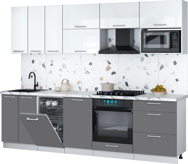Кухонный гарнитур Интерлиния Мила Gloss 2.7-ПМ4 - фото