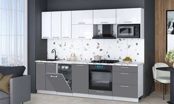 Кухонный гарнитур Интерлиния Мила Gloss 2.7-ПМ4