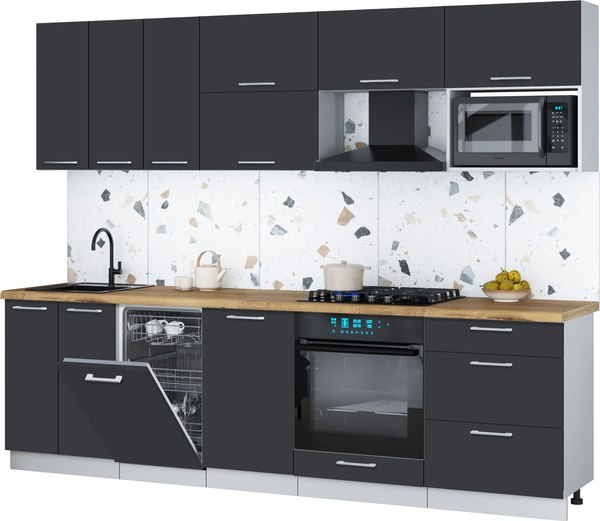 Кухонный гарнитур Интерлиния Мила Gloss 2.7-ПМ4 - фото