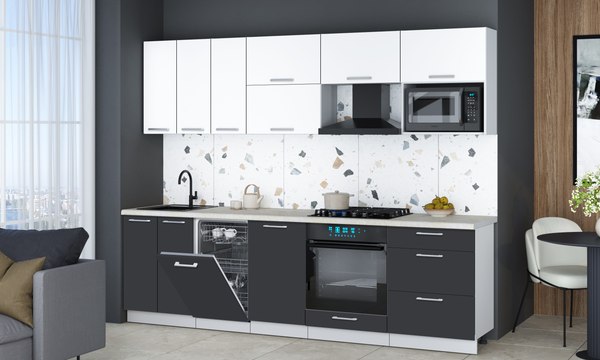 Кухонный гарнитур Интерлиния Мила Gloss 2.7-ПМ4