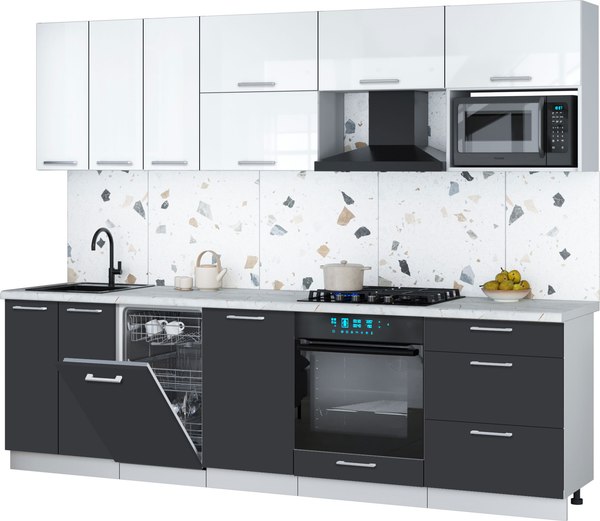 Кухонный гарнитур Интерлиния Мила Gloss 2.7-ПМ4 - фото