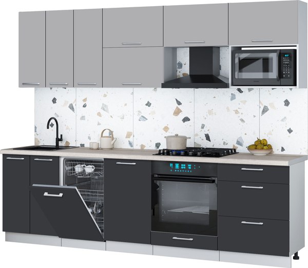 Кухонный гарнитур Интерлиния Мила Gloss 2.7-ПМ4 - фото