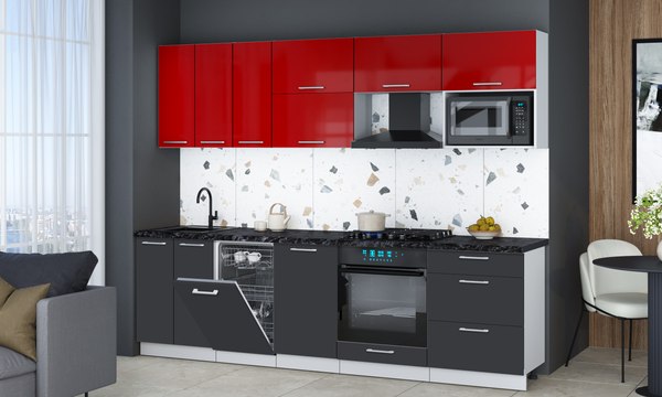 Кухонный гарнитур Интерлиния Мила Gloss 2.7-ПМ4