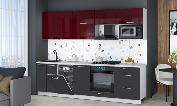 Кухонный гарнитур Интерлиния Мила Gloss 2.7-ПМ4