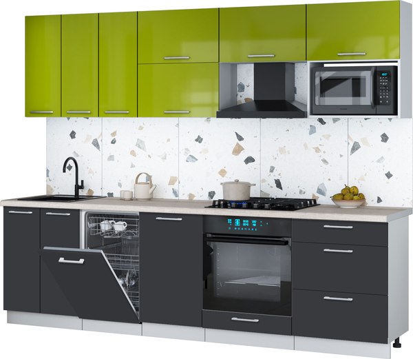 Кухонный гарнитур Интерлиния Мила Gloss 2.7-ПМ4 - фото