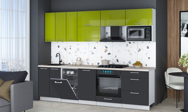 Кухонный гарнитур Интерлиния Мила Gloss 2.7-ПМ4