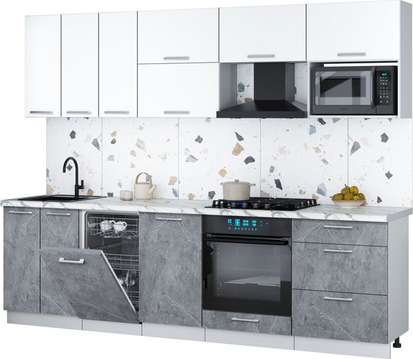 Кухонный гарнитур Интерлиния Мила Gloss 2.7-ПМ4 - фото