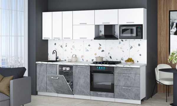 Кухонный гарнитур Интерлиния Мила Gloss 2.7-ПМ4