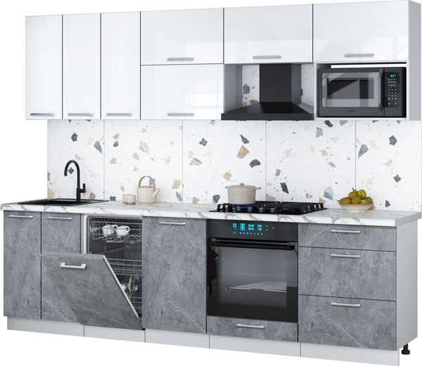 Кухонный гарнитур Интерлиния Мила Gloss 2.7-ПМ4 - фото