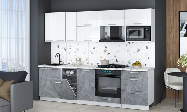 Кухонный гарнитур Интерлиния Мила Gloss 2.7-ПМ4