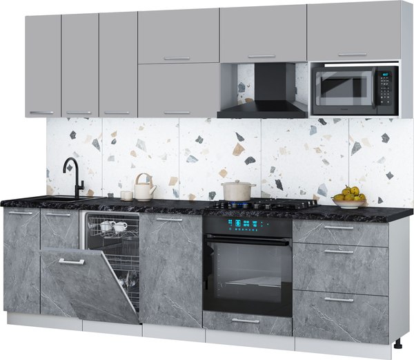Кухонный гарнитур Интерлиния Мила Gloss 2.7-ПМ4 - фото