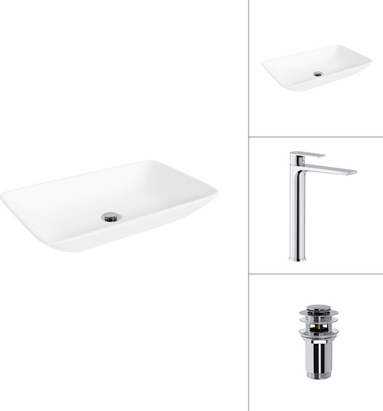 Умывальник со смесителем Lauter 21540 + Reef 21CK8678C с донным клапаном 21190CH - фото