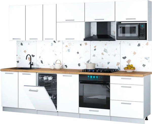 Кухонный гарнитур Интерлиния Мила Gloss 2.9-ПМ4 - фото